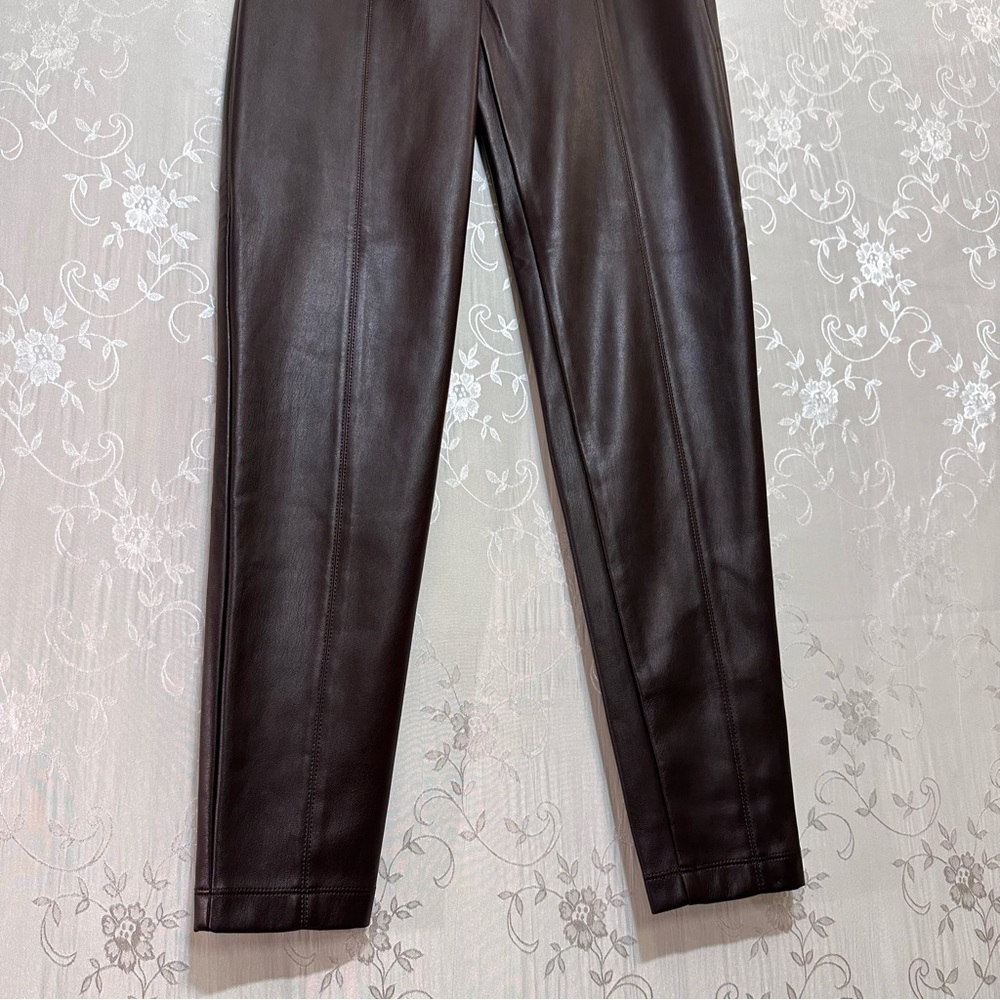 Ann Taylor Women's Brown Faux Leather Pants XSMALL NWT - Picture 6 of 11